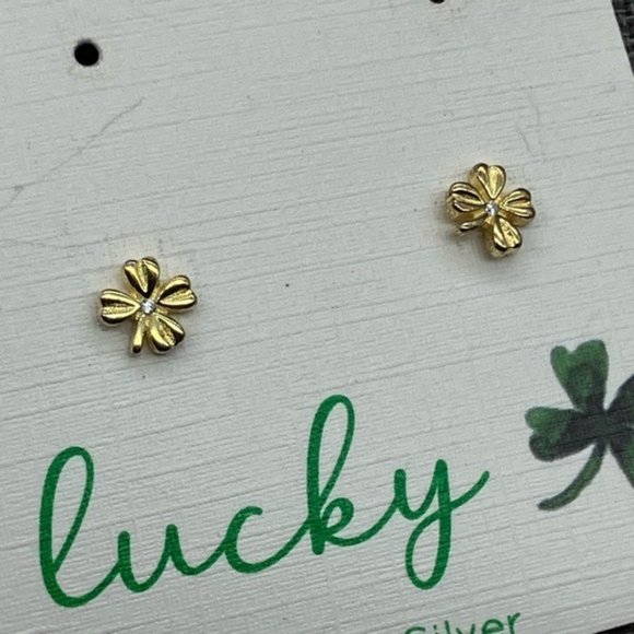 Olivia and Jackson Earrings 2 Prs St Patricks Sterling Silver Horseshoe Shamrock - Picture 3 of 7